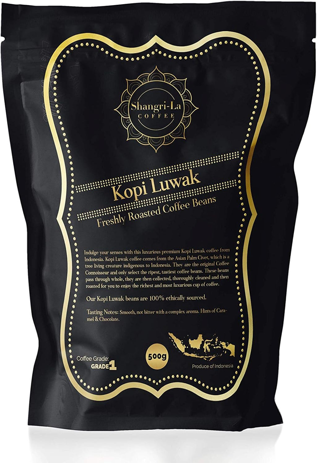 Shangri-La Coffee - Wild Kopi Luwak Coffee Ground Beans - Sustainably Sourced (from Indonesia) - 500 Grams