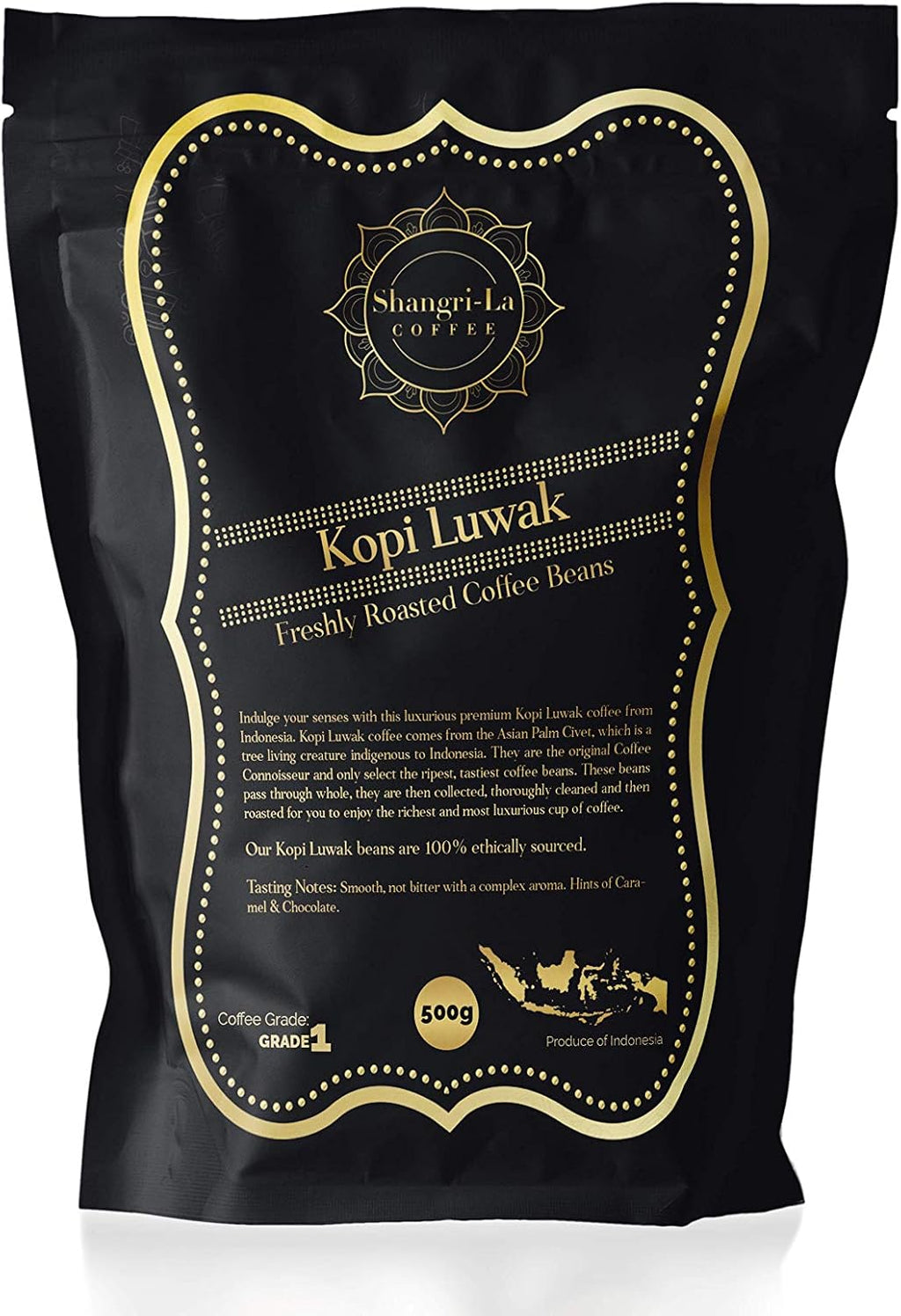 Shangri-La Coffee - Wild Kopi Luwak Coffee - Sustainably Sourced (from Indonesia) - Whole Bean and Ground Beans in Various Weights Available