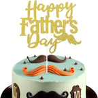 1 Pack Happy Father’s Day Cake Toppers, Glitter Cake Bunting Decor Best Dad Ever Love Father Cake Picks Party Decorations Supplies(Beard, Gold)