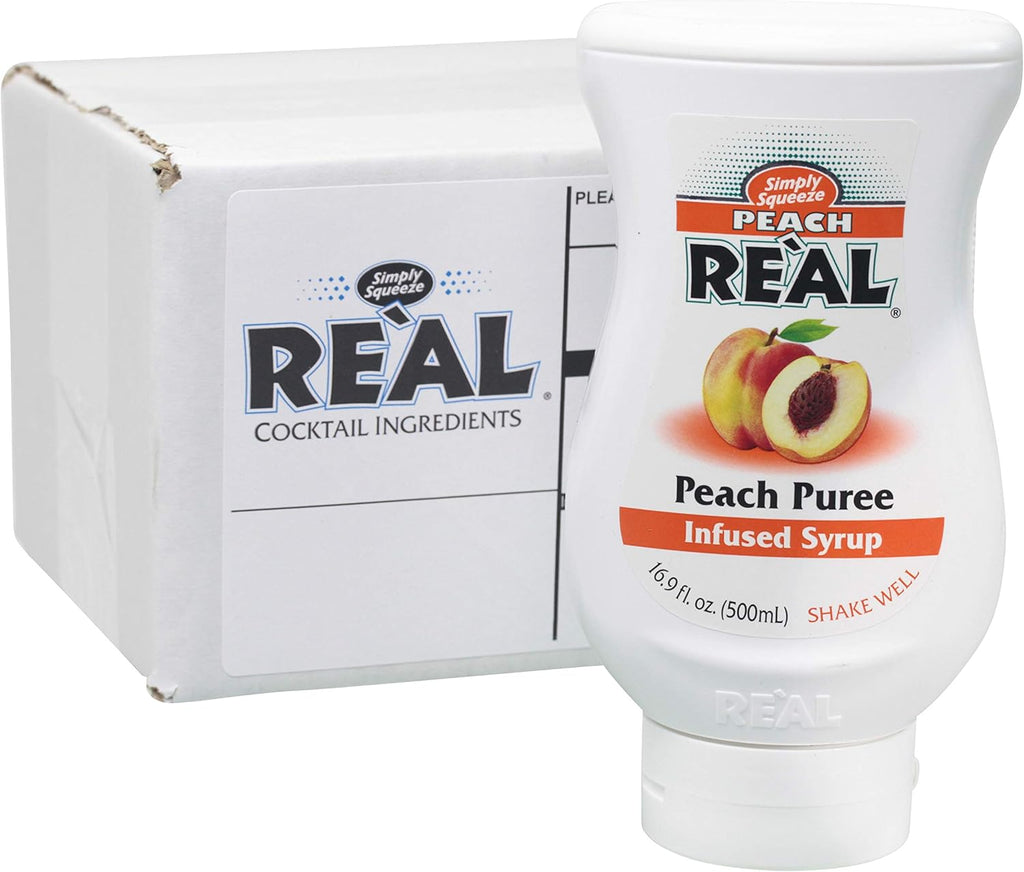 Peach Reàl, Peach Puree Infused Syrup, 16.9 FL OZ Squeezable Bottle (Pack of 1)