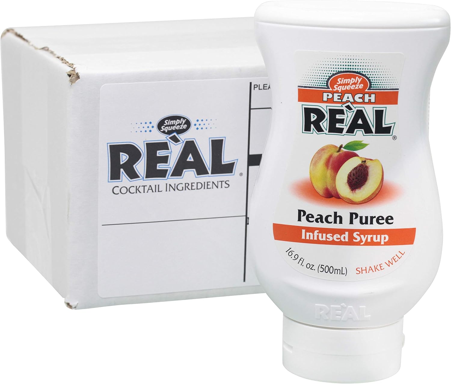 Peach Reàl, Peach Puree Infused Syrup, 16.9 FL OZ Squeezable Bottle (Pack of 1)
