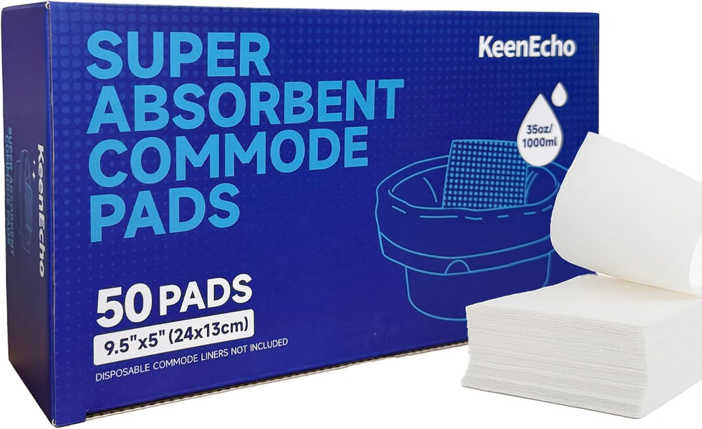 Super Absorbent Commode Pads 50 Count – Disposable Gel Pads for Bedside Commode Liners, Portable Toilets, Bedpans & Potty Chairs – Fast Absorption, No Mess, Medical Grade Protection