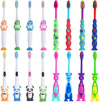 Newday 16 Pack Kids Toothbrush Bulk Soft Bristles Toddler Cute Toothbrush with Suction Cup, Includes Travel Covers, Individually Wrapped Toothbrushes, Animal Design for Children's toothbrushes