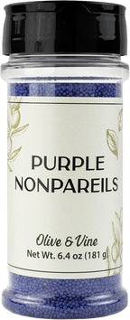 Olive & Vine Purple Nonpareils, Sweet & Crunchy, For Baking & Decorating, Rich Tradition, Authentic Taste, For Global Recipes (6.4 Ounce)