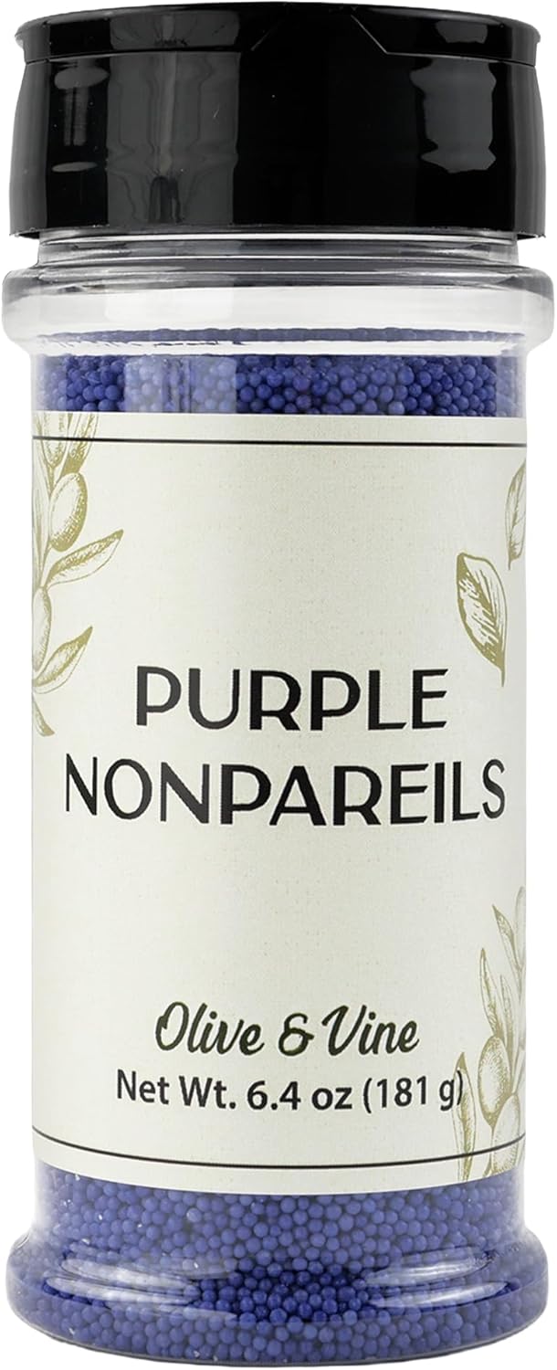Olive & Vine Purple Nonpareils, Sweet & Crunchy, For Baking & Decorating, Rich Tradition, Authentic Taste, For Global Recipes (6.4 Ounce)