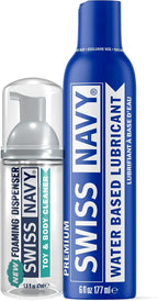 SWISS NAVY Toy & Body Foaming Cleaner 1.6oz and Premium Water-Based Personal Lubricant 6oz