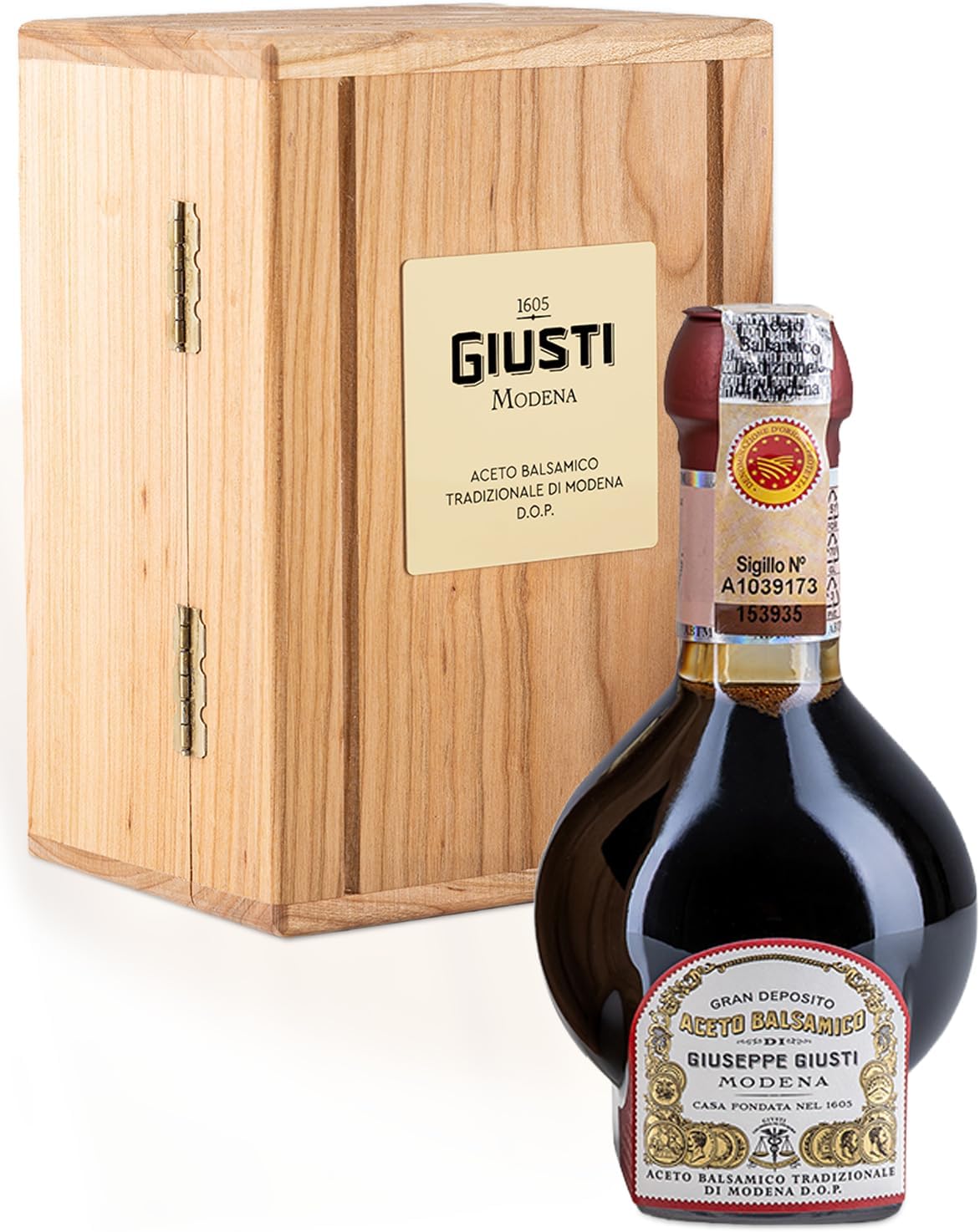 Giusti Traditional Aged Balsamic Vinegar of Modena DOP – 12 Years, Affinato Aceto Balsamico Tradizionale di Modena, Made in Italy Gift Set With Wooden Box – 3.4 fl oz (100 ml) - Pack of 1