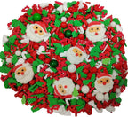1 Bottle Christmas Sprinkles for Cookie Decorating Cake Toppers Candy Santa Claus Cupcake Topper Dessert Sprinkle with 6 Pieces Santa Claus