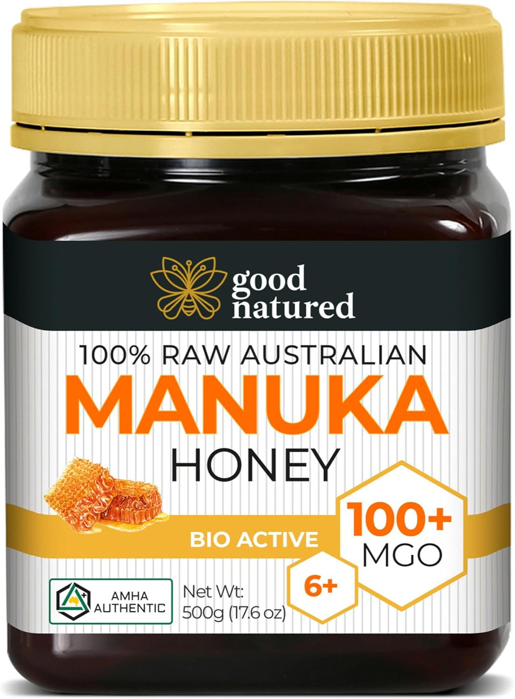 Raw Manuka Honey Certified MGO 100+ / 6+ Manuka With Antibacterial Activity - (NPA 6+) 500g (1.1lb) by Good Natured