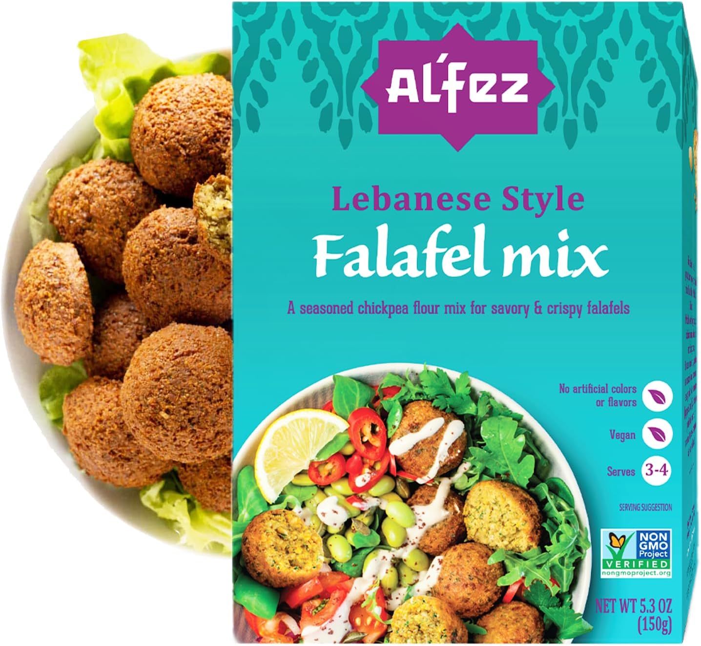 Al’Fez Lebanese Style Falafel Mix - 5.3oz (Pack of 1) - Chickpea Flour & Spice Blend for Crispy Falafels - Vegan, Quick & Easy Preparation - Perfect for Pita Wraps, Salad Bowls, Mezze Plates & More