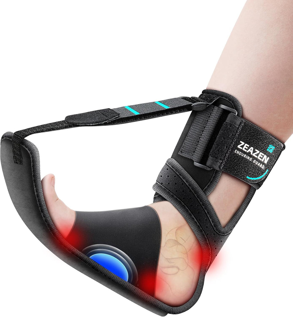 Plantar Fasciitis Brace Night Splint, Adjustable Foot Support for Heel Spur, Foot Drop & Achilles Tendonitis Relief, Comfortable Day & Night Use for Men and Women (Black, Medium)