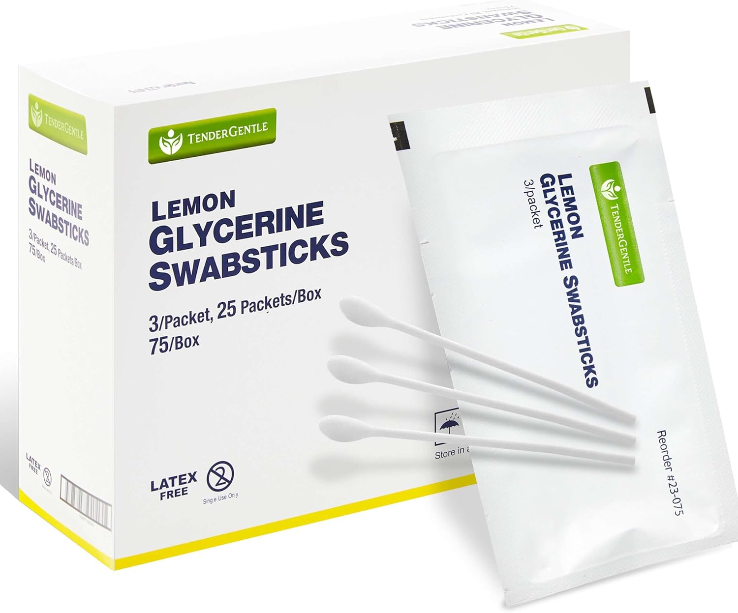 Lemon Mouth Swabs for Hospice Patients - Pack of 75 Lemon Glycerin Oral Swabs for the Elderly - Refreshes and Moistens the Mouth, Teeth, and Gums