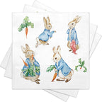 RUSPEPA 50 Pcs Easter Bunny Napkin Paper, 3 Ply Rabbit and Carrot Design Disposable Cocktail Napkins for Easter Party, Baby Shower, Spring Picnic, Birthday, Farm Theme Table Decor, 5 x 5 Inch