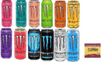 Monster Energy Drink Variety -Low Calorie Pack - 16 ounce (Pack of 12) + Stinger Energy Chews