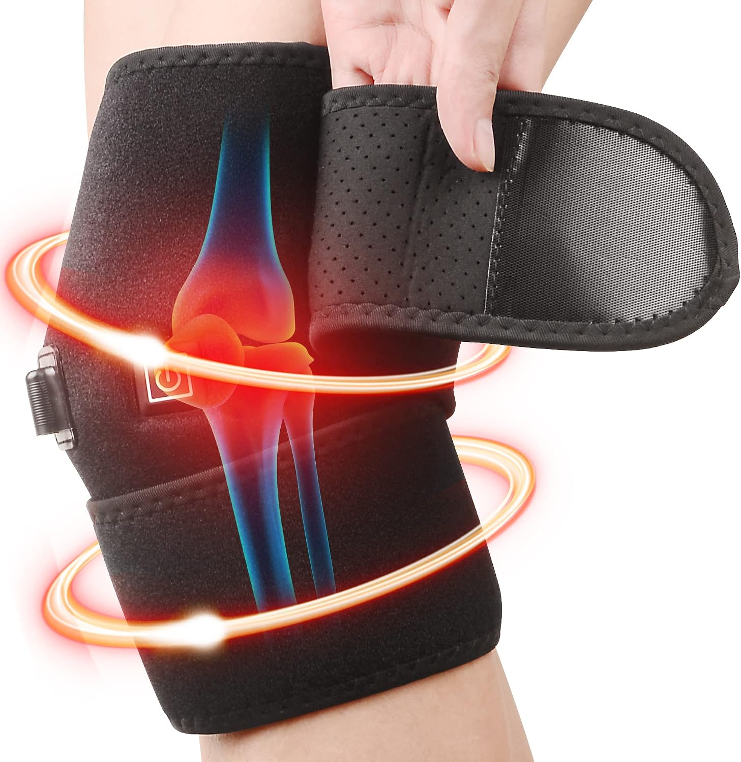 Heated Knee Brace Wrap Support, Knee Heating Pad with 3 Adjustable Temperature, Knee Warmer for The Elderly in Cold Weather, Heat Therapy for Knee Pain Relief, Knee Joint Pain, Arthritis(1PCS)