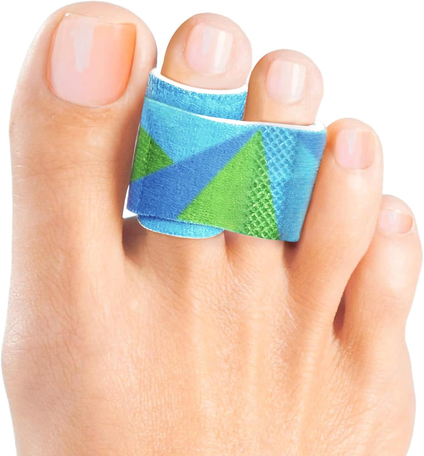 Welnove 12Pcs Hammer Toe Straightener, Hammer Toe Splints, Toe Wraps Cushioned Bandages for Correcting Hammer Toes, Broken, Bent, Curled, Crooked & Overlapping Toes (Patterned)