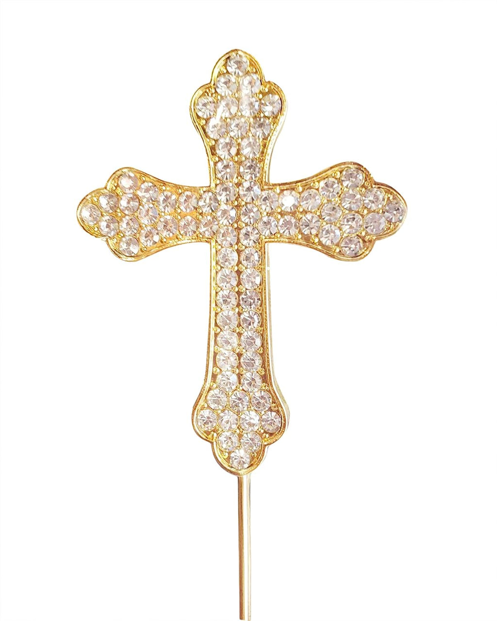 LOVENJOY Fancy Rhinestone Cross Cake Topper Gold (2.2 Inches Wide)