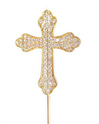 LOVENJOY Fancy Rhinestone Cross Cake Topper Gold (2.2 Inches Wide)