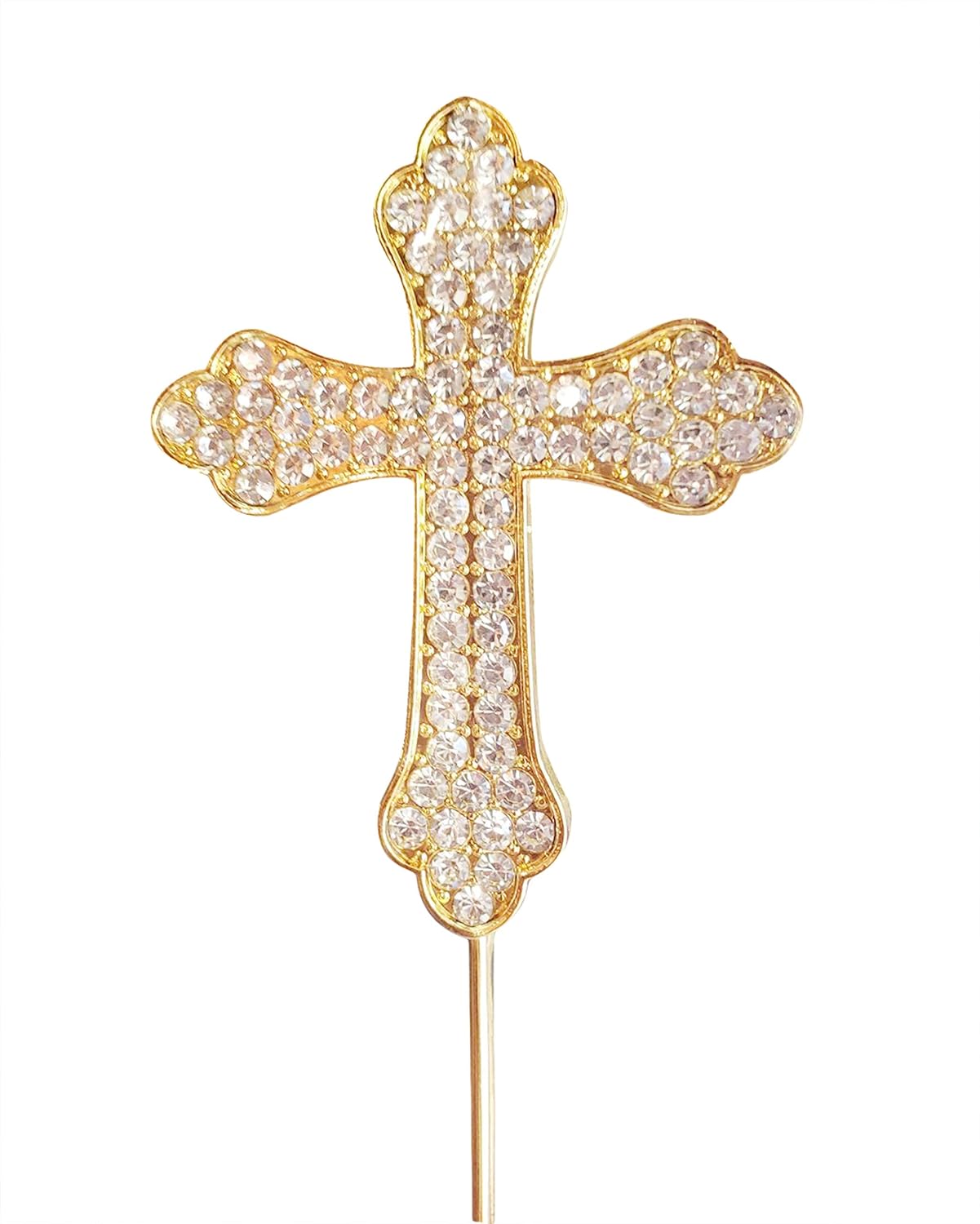 LOVENJOY Fancy Rhinestone Cross Cake Topper Gold (2.2 Inches Wide)
