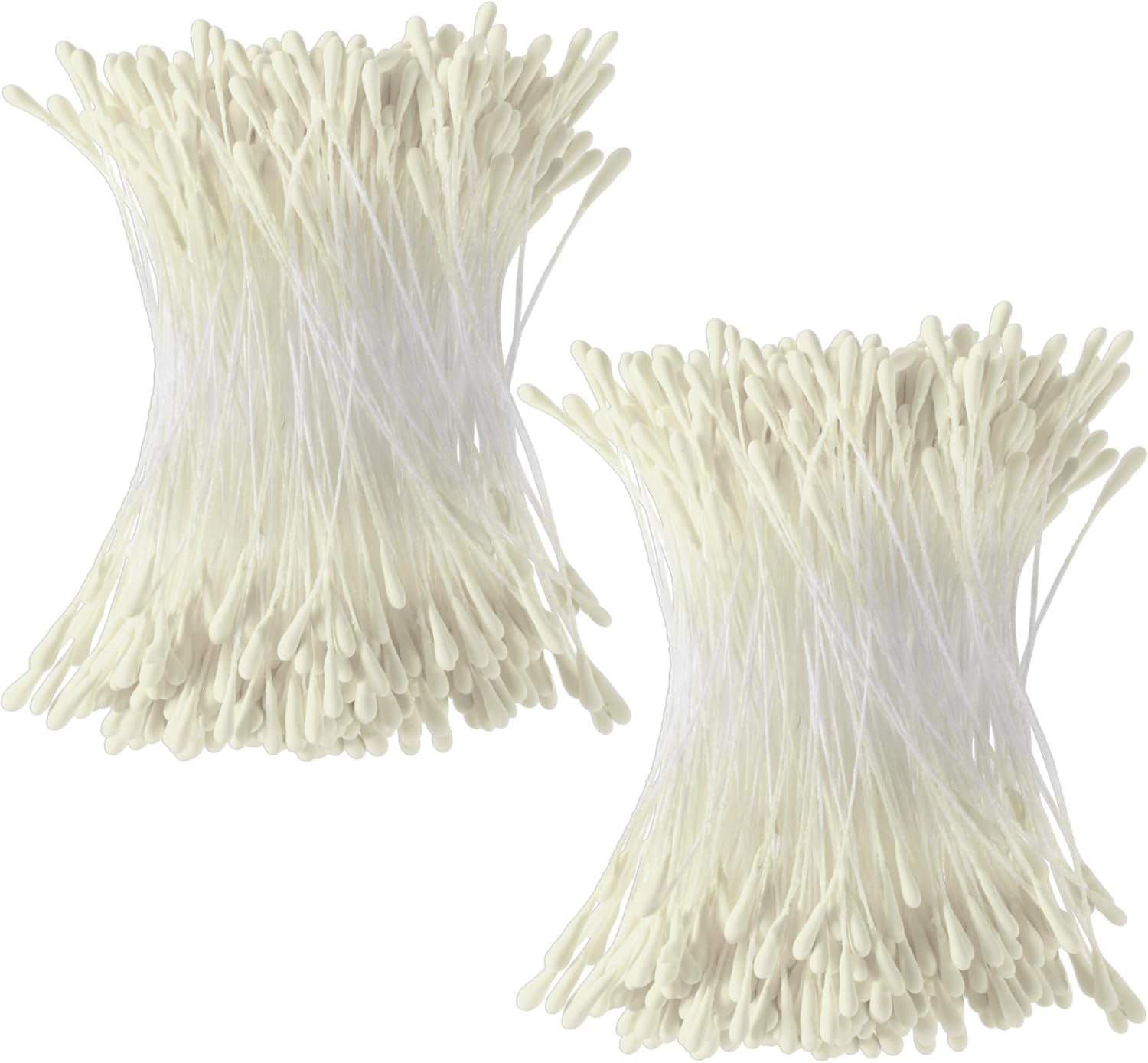 VARMDUKKE 800pcs Double Heads Handmade Flower Stamens, 2 mm Pearl Stamens for Flower Making, Artificial Floral Pistil for DIY Crafts, Wedding, Christmas Decoration (Creamy White)