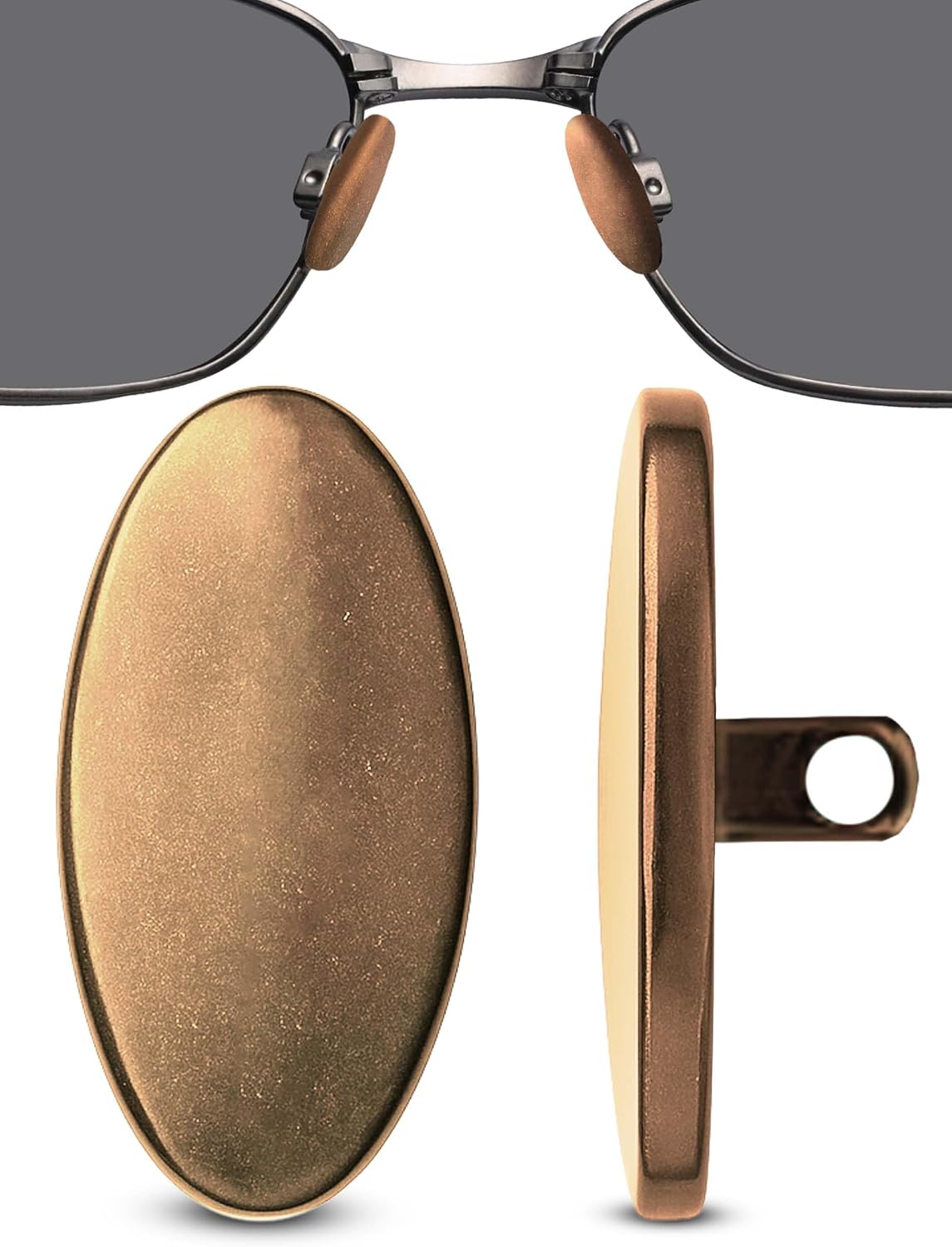 SPORTS WORLD VISION Glasses Titanium Nose Pads | Oval Shape Non-Slip Nose Pads for Glasses | 13mm Screw-in Easy Replacement and Comfortable Fit 1 Pair in Rose Gold Finish