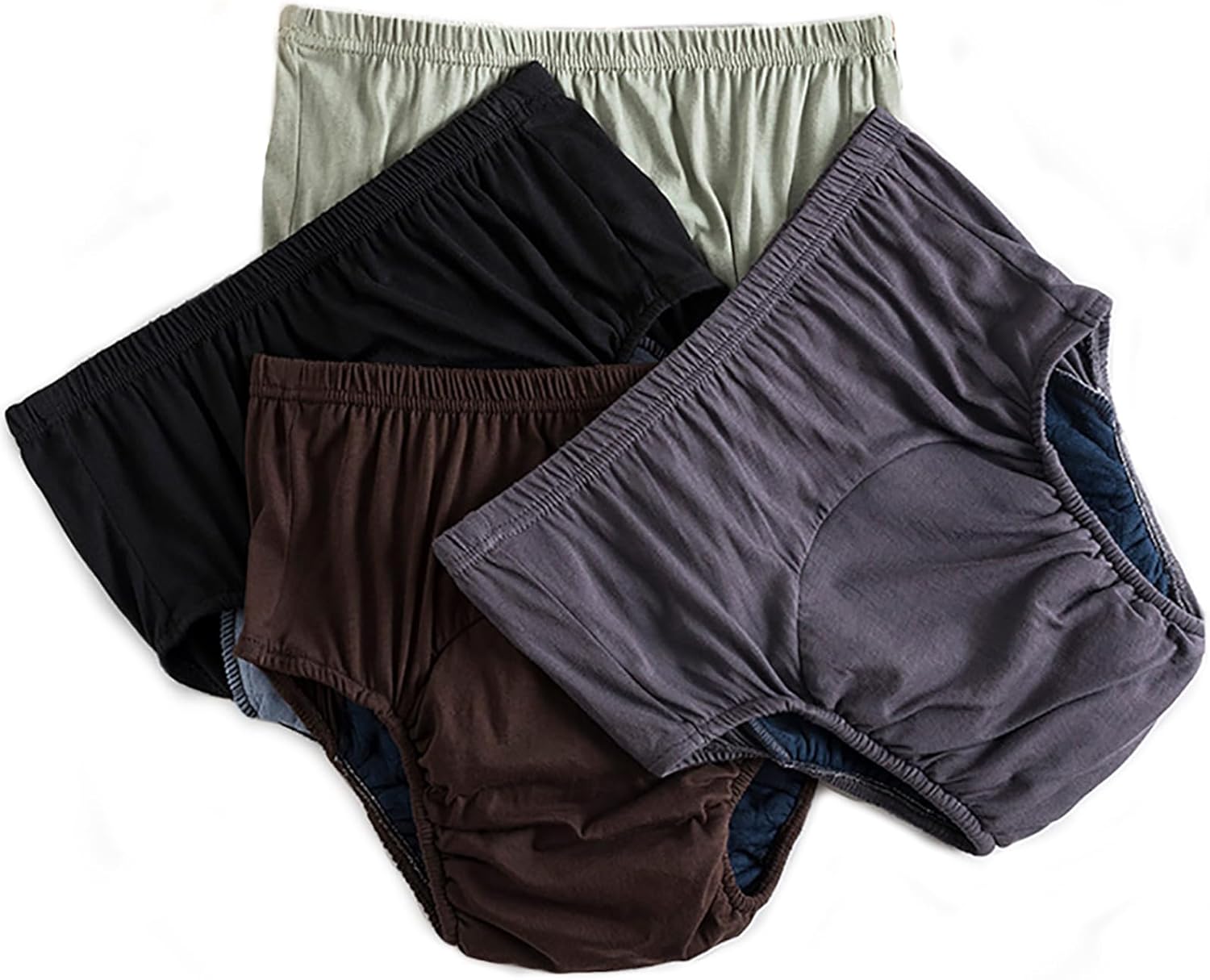 Washable Incontinence Underwear for Men & Women, Pure Cotton Washable Cloth Diapers Adult and Elderly, Nappies Reusable Diaper Cloth Diaper Incontinence Diapers,4 Pieces,4XL