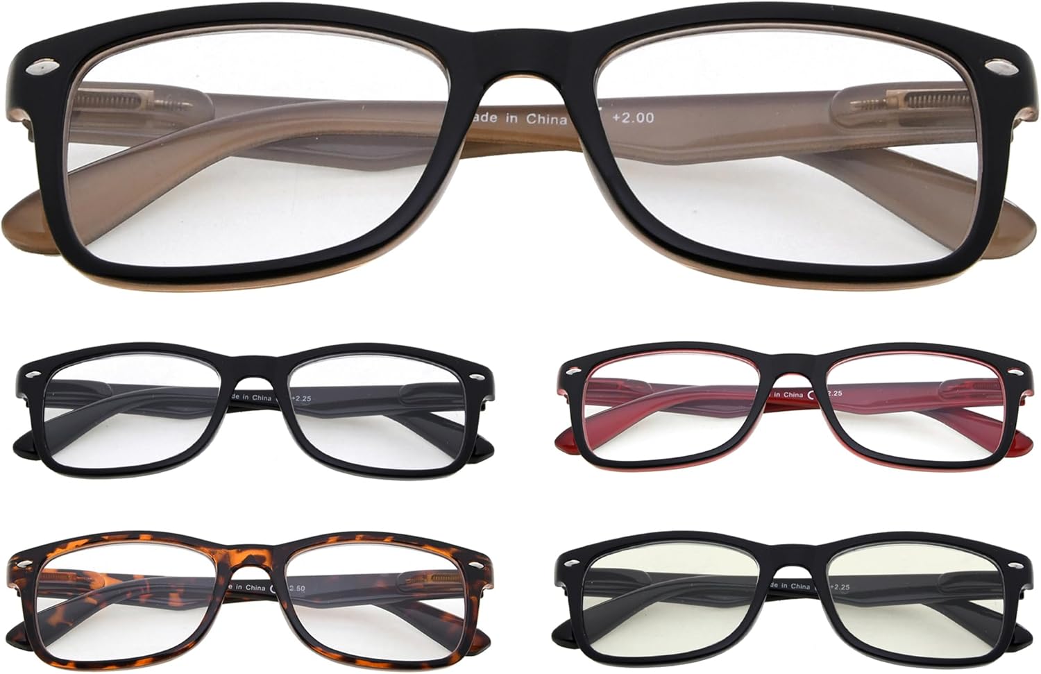 Eyekepper 5-Pack Classic Reading Glasses Include Computer Reader Eyeglasses for Women Men Reading with Spring-Hinges +4.00