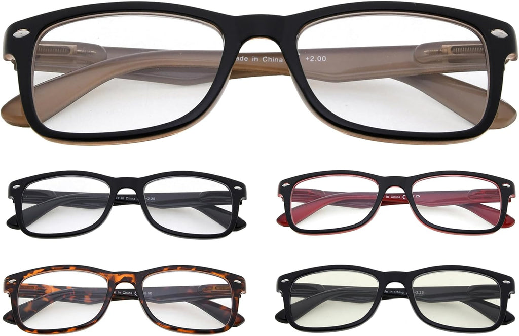 Eyekepper 5-Pack Classic Reading Glasses Include Computer Reader Eyeglasses for Women Men Reading with Spring-Hinges +3.50