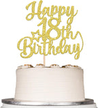 Rsstarxi 1 Pack Happy 18th Birthday Cake Topper Star Glitter Gold Fabulous 18 Birthday Cheers to 18 Years Old Cake Pick Decoration for 18th Birthday Theme Celebrating Party Cake Decorations