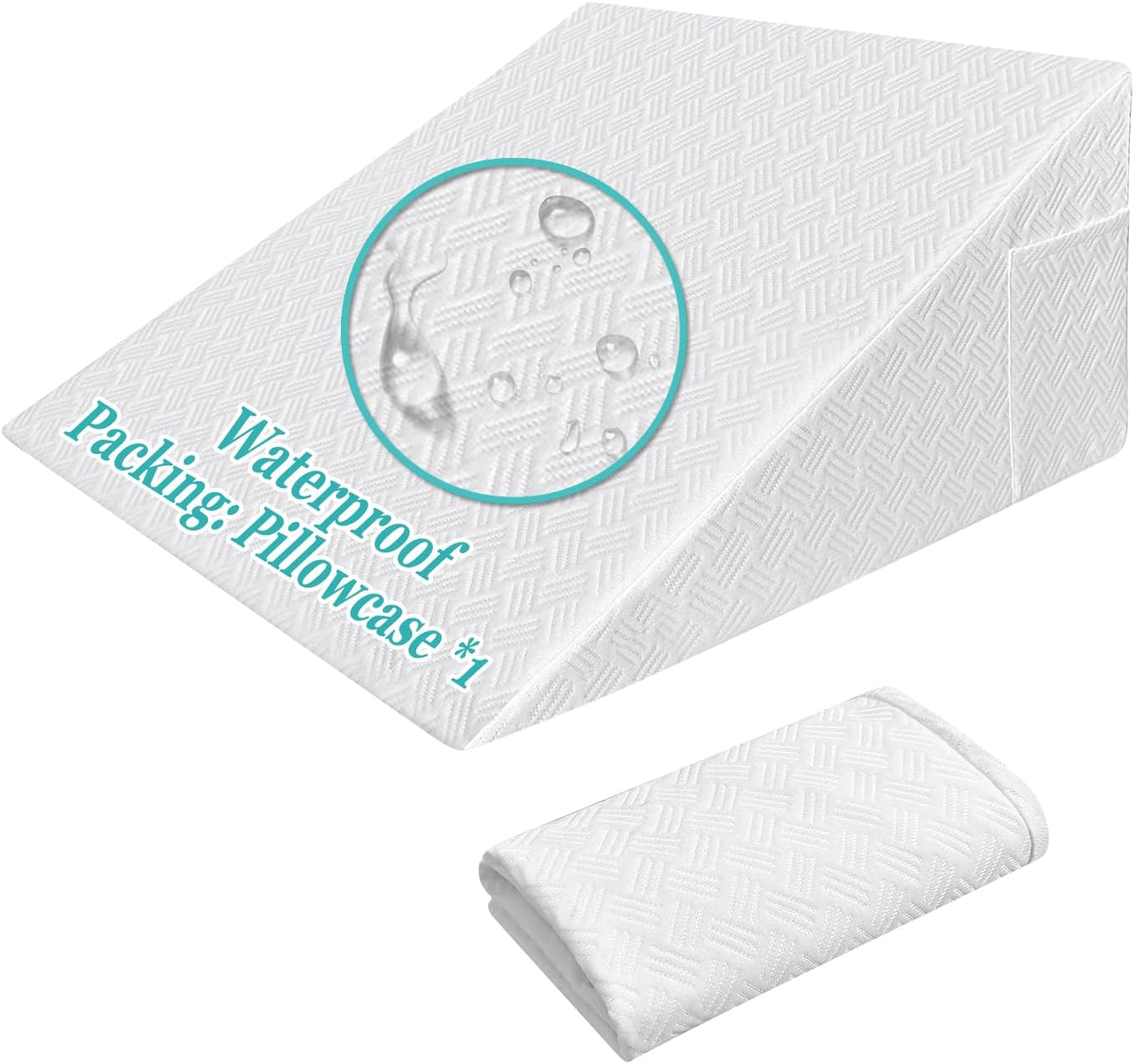 Wedge Pillow Case Cover 25x24x12 Bed Wedge Pillowcase Triangle Incline Wedge Pillow Covers for Sleeping Waterproof Pillow Cases Protector with Zipper & Pocket (Waterproof Cover Only)