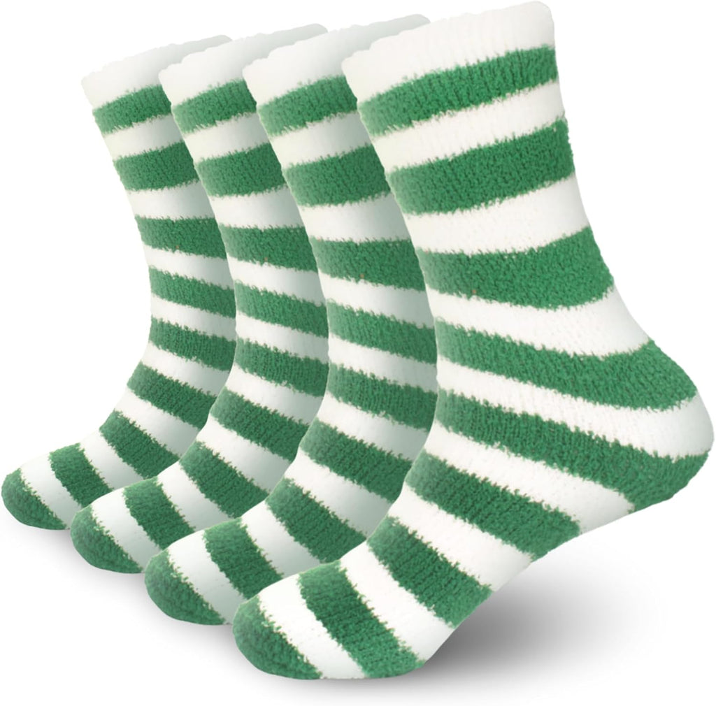 BambooMN Women's Fuzzy Team Spirit Socks - Super Soft Microfiber Game Day Sports Socks - 4 Pairs