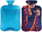 Giraffe Oil Painting Hot Water Bottle with Soft Cover, 2L Hot Water Bag for Pain Relief Menstrual Cramps Hand Feet Warmer Neck and Shoulder Hot and Cold Therapy