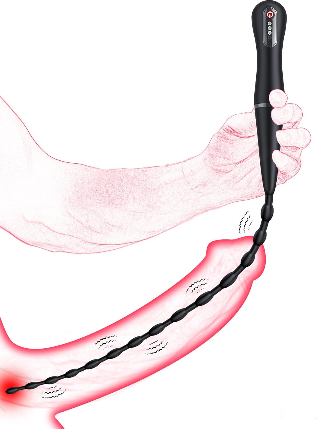 Sounding Rods Urethra Vibrator Sex Toys for Men, Vibrating Urethral Sound Anal Beads Male Vibrator, Penis Plug Stretcher Testicle Prostate Toy, Flexible Silicone Cock Dilator for Beginner & BDSM Play