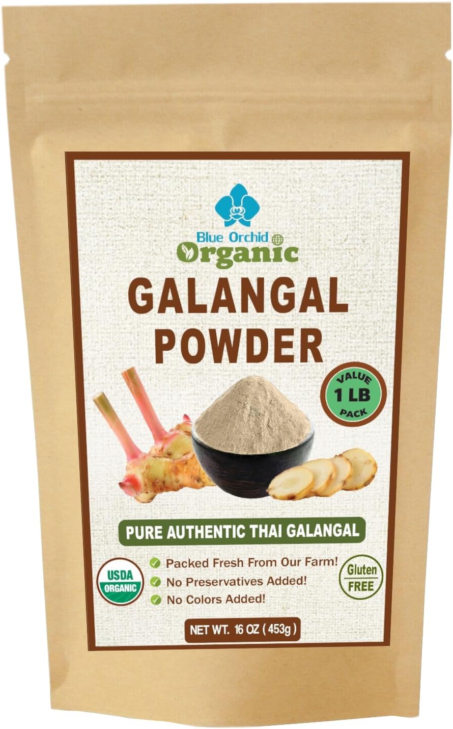 Organic Galangal Powder - Galanga Spice Seasoning in Asian Cooking - for Thai, Indonesian, and Malaysian Cuisine 16 OZ