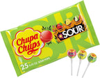 Chupa Sour Fruit Lollipop Assortment, 3 Sour Flavors, Individually Wrapped Candy for Kids, 10.5 OZ Bag (25 Suckers)
