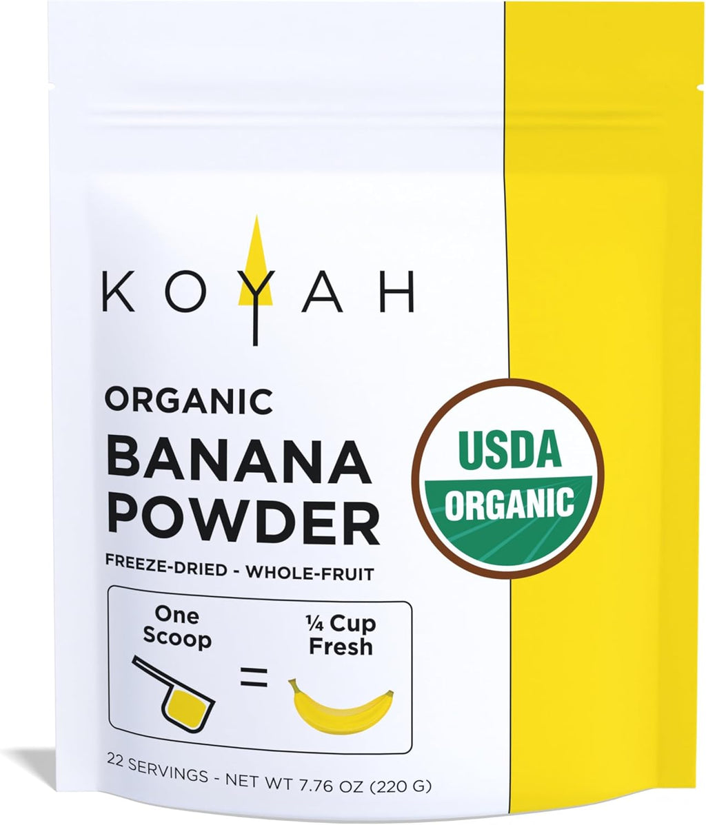KOYAH - Organic Freeze-dried Banana Powder (1 Scoop = 1/4 Cup Fresh): 22 Servings, 220 g (7.8 oz)