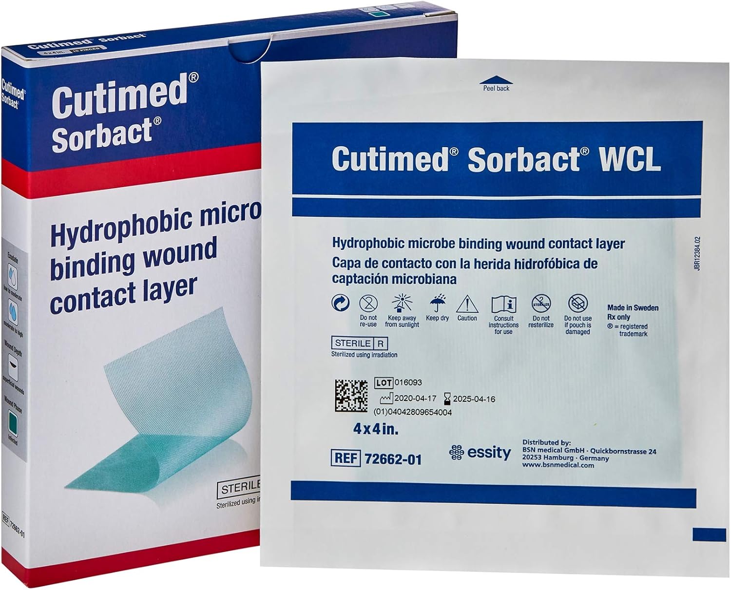 BI7266201BX - Cutimed Sorbact Wound Contact Layer, 4 x 4 (Box of 10)