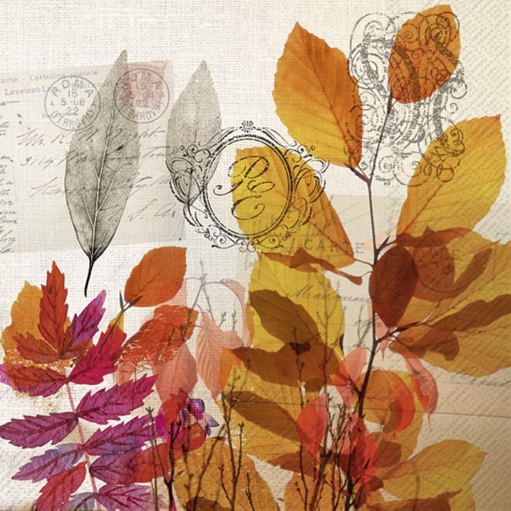 IHR Ideal Home Range - Paper Napkins AUTUMN MEMORIES cream 20-Count 3-Ply Cocktail Napkins 5 x 5 inches