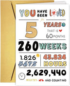Cute 5th Birthday Card for Girls Boys, Ideal 5th Birthday Gift from Mom Dad, Five Years Old Birthday Card Gift For Son Daughter Children, Unique 5th Birthday Decorations for Grandson Granddaughter