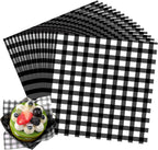 Honeydak 200 Pcs Checkered Wax Paper Sheets 7 x 7 Inch Deli Paper Sheets Food Basket Liners for Sandwich Burger Greaseproof Food Wrapping Outdoor Picnic Disposable Serving (Black and White,Classic)