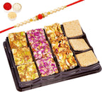 Ghasitaram Gifts Rakhi Gifts for Brothers Assorted Chikki Lid Box with Pearl Beads Rakhi