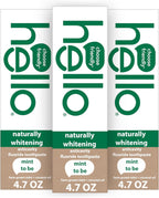 hello Naturally Whitening Fluoride Toothpaste, Natural Whitening Toothpaste with Coconut Oil and Tea Tree Oil, Tames Bad Breath, Helps Moisturize, and Fights Cavities, Mint, 3 Pack, 4.7 Oz Tubes