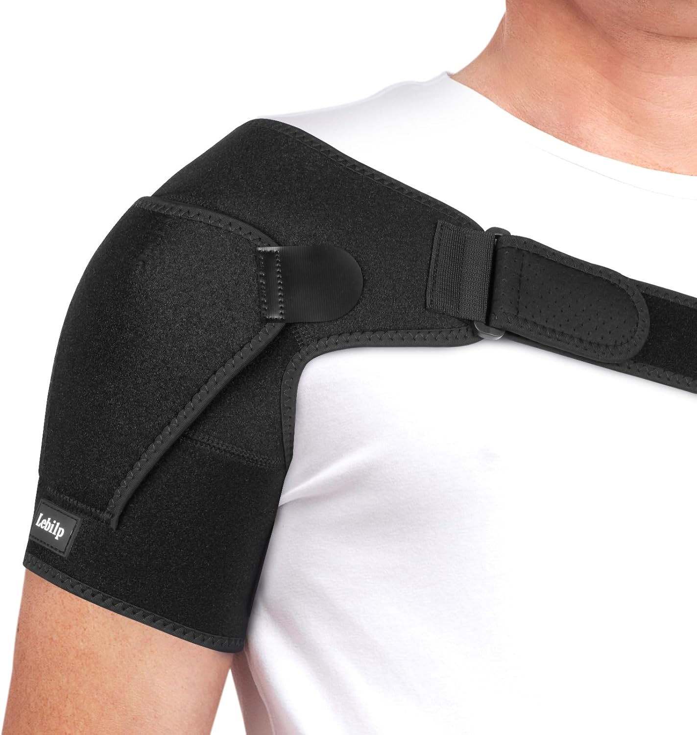 Shoulder Brace with Adjustable Compression Sleeve Rotator Cuff Support & Arm Sling, Hot/Cold Pack Compatible, Breathable Stabilizer for Pain Relief, Fits Left/Right Arm, Men & Women (Large)
