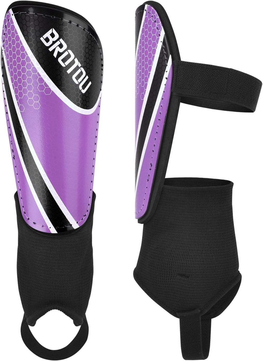 BROTOU Shin Guards Soccer Youth, Soccer Shin Guards for Kids 3-15, Light Weight Adjustable Straps Shin Pads Protection Equipment with Ankle and Leg Calf Protection