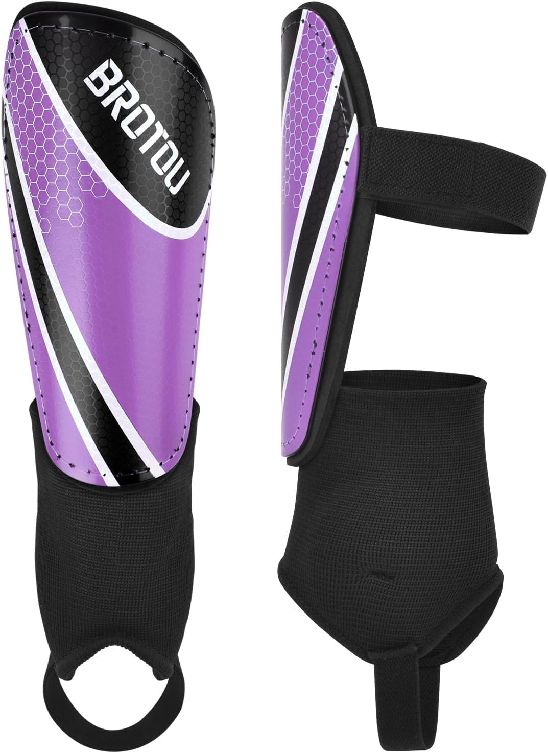 BROTOU Shin Guards Soccer Youth, Soccer Shin Guards for Kids 3-15, Light Weight Adjustable Straps Shin Pads Protection Equipment with Ankle and Leg Calf Protection