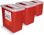 Oakridge Products Large Sharps Container for Home Use and Professional 2 Gallon (3-Pack) with Sliding Top, Biohazard Needle and Syringe Disposal, CDC Certified