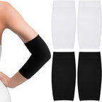 Vicenpal 2 Pairs Tattoo Cover up Sleeve Forearm Arm Sleeves for Women Men Compression Tattoo Upper Arm Cover(White and Black)