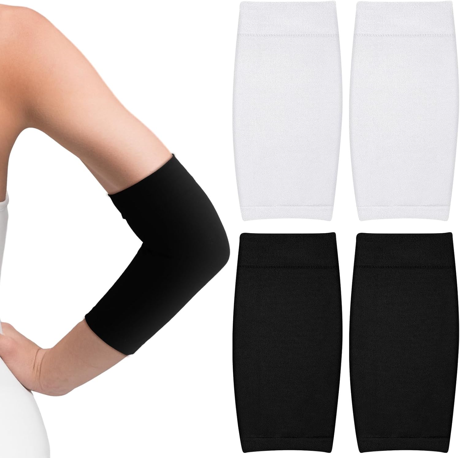 Vicenpal 2 Pairs Tattoo Cover up Sleeve Forearm Arm Sleeves for Women Men Compression Tattoo Upper Arm Cover(White and Black)