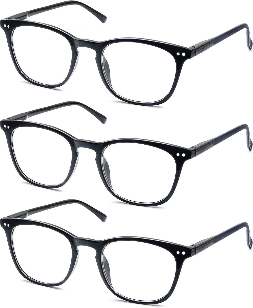 3 Pack Reading Glasses Women Men Stylish Oval Readers Flexible Spring Hinge Black Glasses Reading +1.50