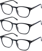 3 Pack Reading Glasses Women Men Stylish Oval Readers Flexible Spring Hinge Black Glasses Reading +1.50